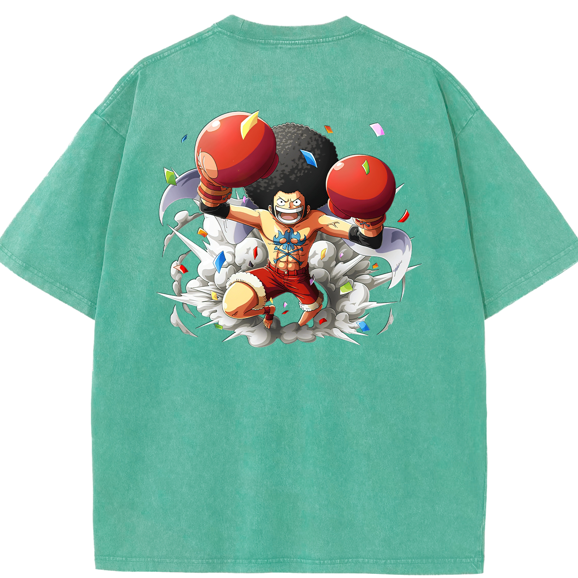 ワンピース モンキー・D・ルフィ ONE PIECE Monkey D. Luffy 綿100% ヴィンテージ風 半袖Tシャツ（背面プリント）